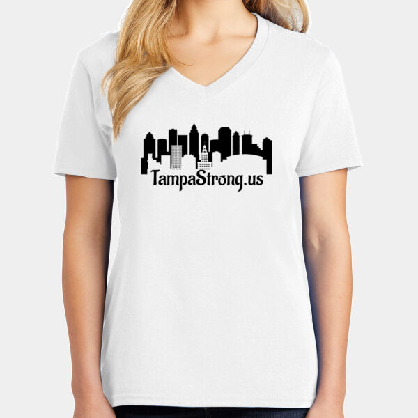 Iconic Skyline #2 - Women's Core Cotton V Neck Tee Thumbnail