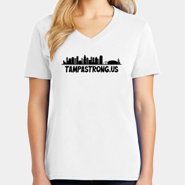 Iconic Skyline #1 - Women's Core Cotton V Neck Tee Thumbnail